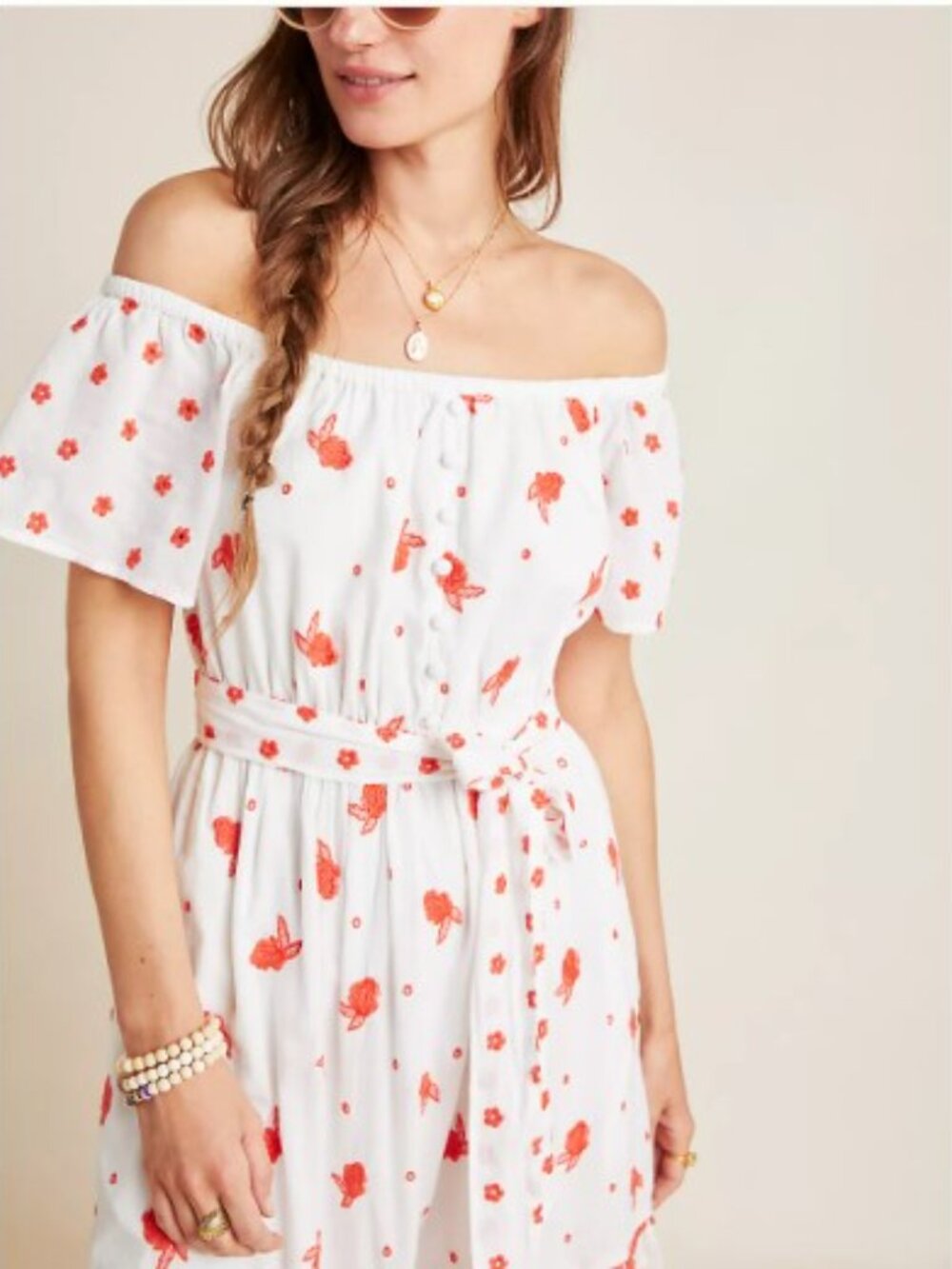 Anthropologie Esme Embroidered Floral Maxi Dress Boho Tiered Cottagecore Sz M - Picture 4 of 14
